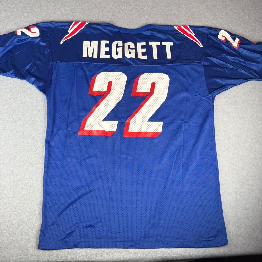 Vintage Champion New England Patriots Dave Meggett Jersey Mens XL Blue 22 NFL